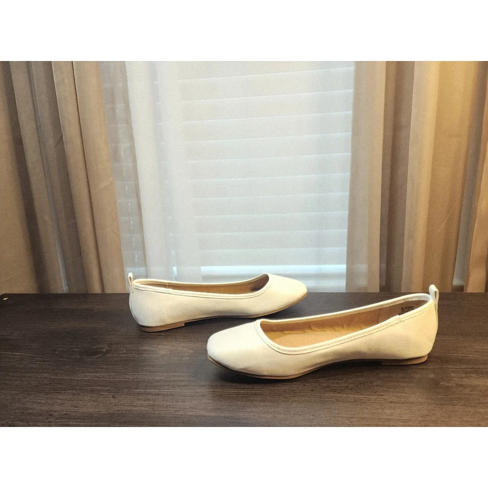 Sun and Stone Avvery Retro Ballet Flats Moccasins 8 M White
